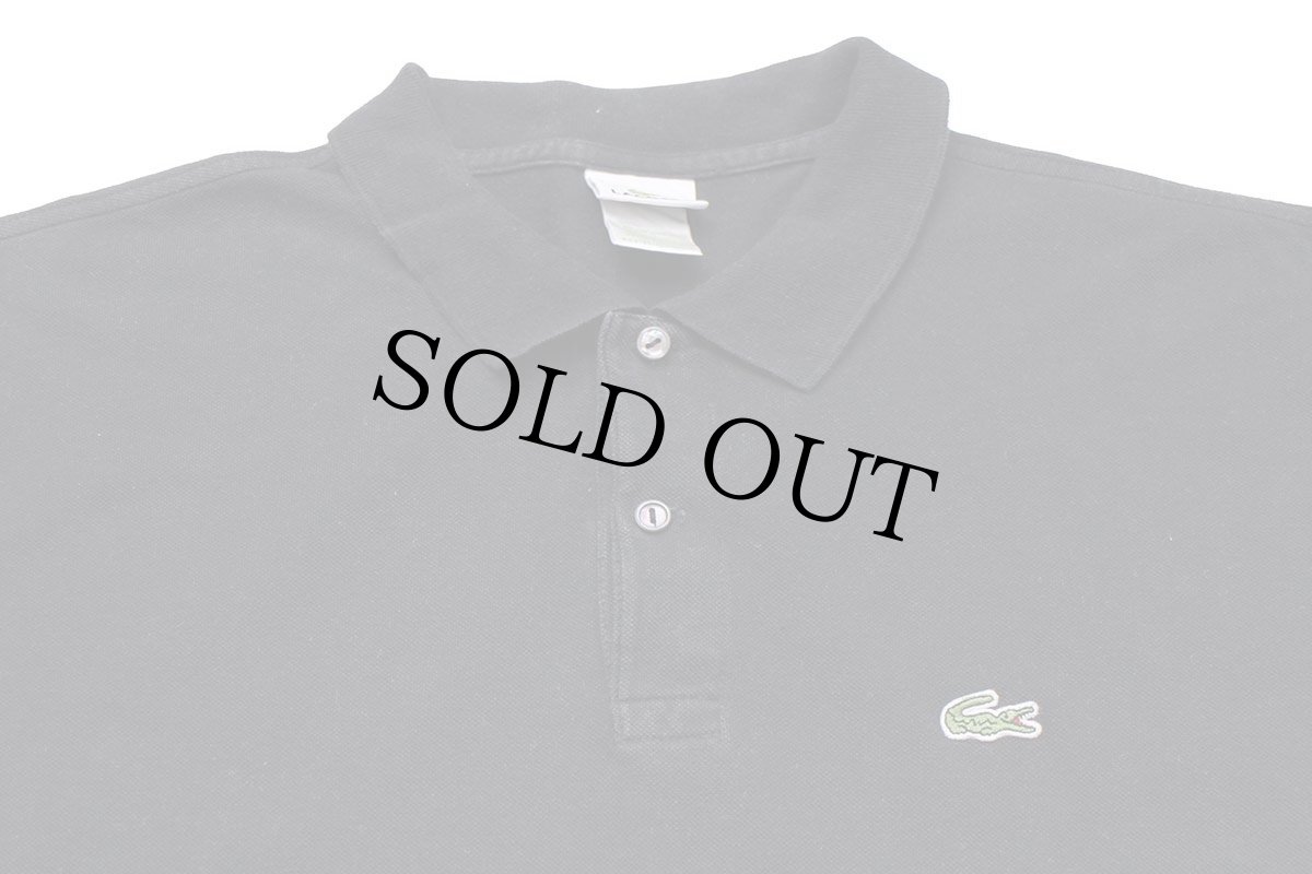 画像3: 00s LACOSTEラコステ ワンポイント コットン 鹿の子 ポロシャツ 黒 7★147 (3)