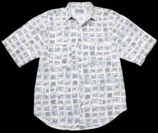画像1: 80s TOMATO アート 総柄 プリント 半袖 コットンシャツ XL (1)