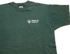 画像1: 90s BSA ボーイスカウト Troop 24 Dryden,NY 百合の紋章 コットンTシャツ 緑 XL (1)
