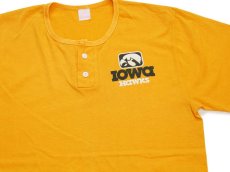 画像1: 80s IOWA HAWKS ヘンリーネック Tシャツ 濃黄 (1)