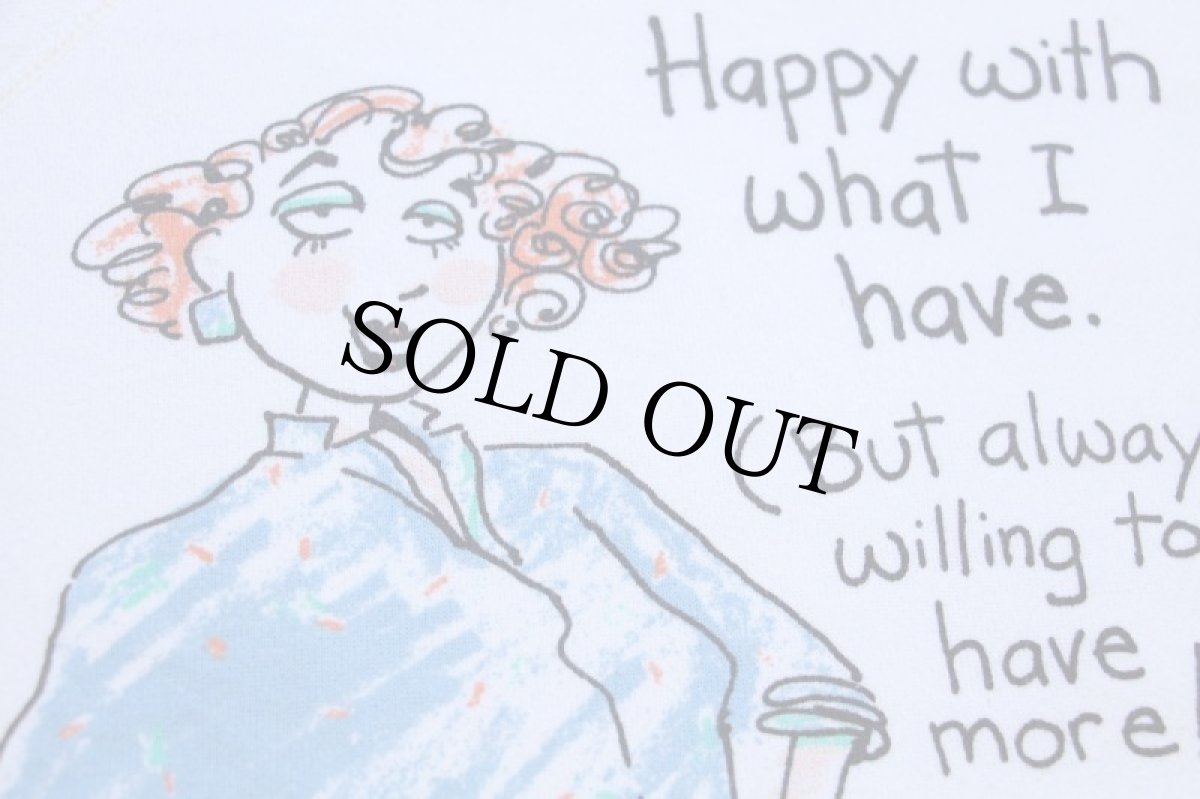 画像4: 80s USA製 SHOEBOX GREETINGS Happy with what I have. イラスト スウェット 白 L (4)