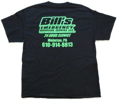 画像3: Bill's EMERGENCY ROADSIDE SERVICE LLC AAA ロゴ 両面 蛍光プリント コットンTシャツ 黒 (3)