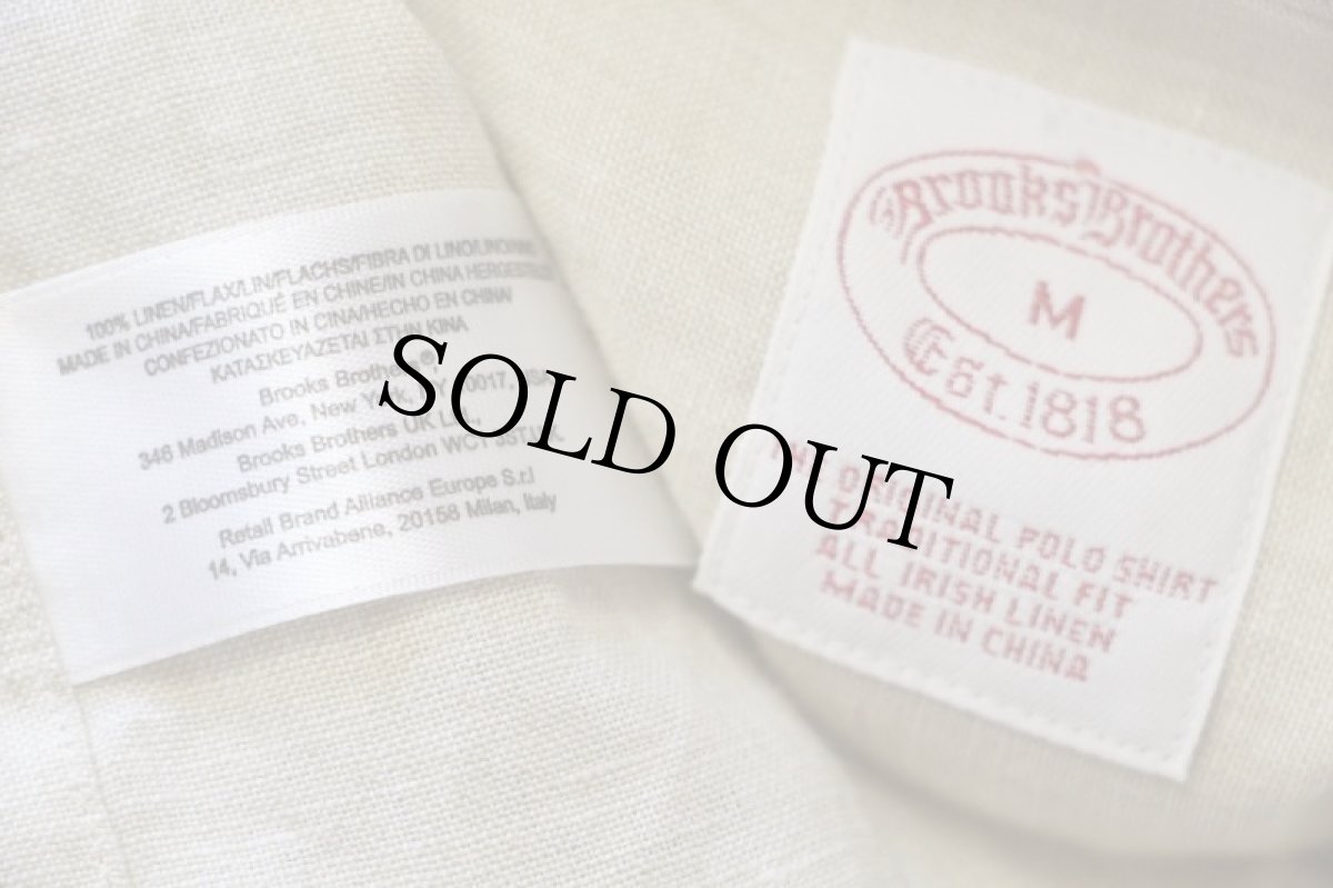 画像4: Brooks Brothersブルックスブラザーズ 無地 ボタンダウン アイリッシュ リネンシャツ ライトカーキ M (4)