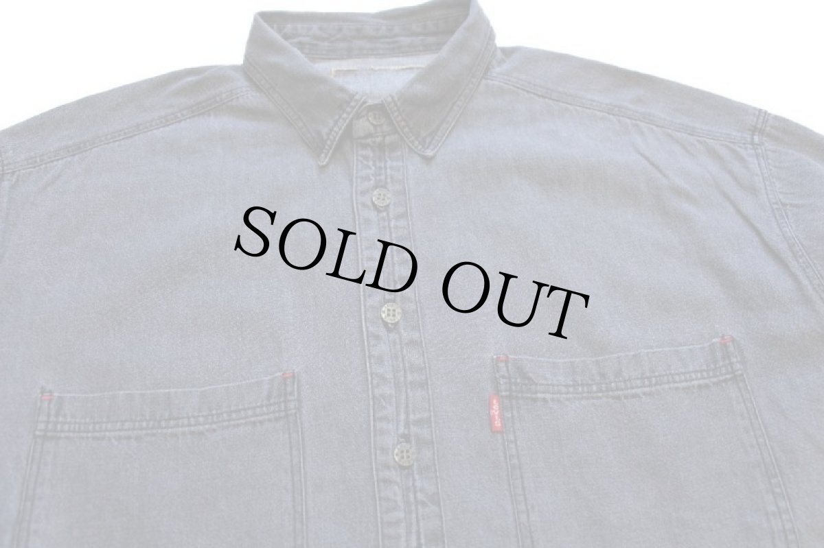 画像3: 90s Levi'sリーバイス 先染め ブラック デニムシャツ L (3)