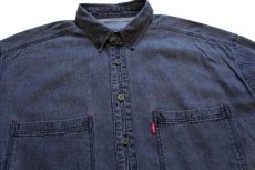 画像3: 90s Levi'sリーバイス 先染め ブラック デニムシャツ L (3)