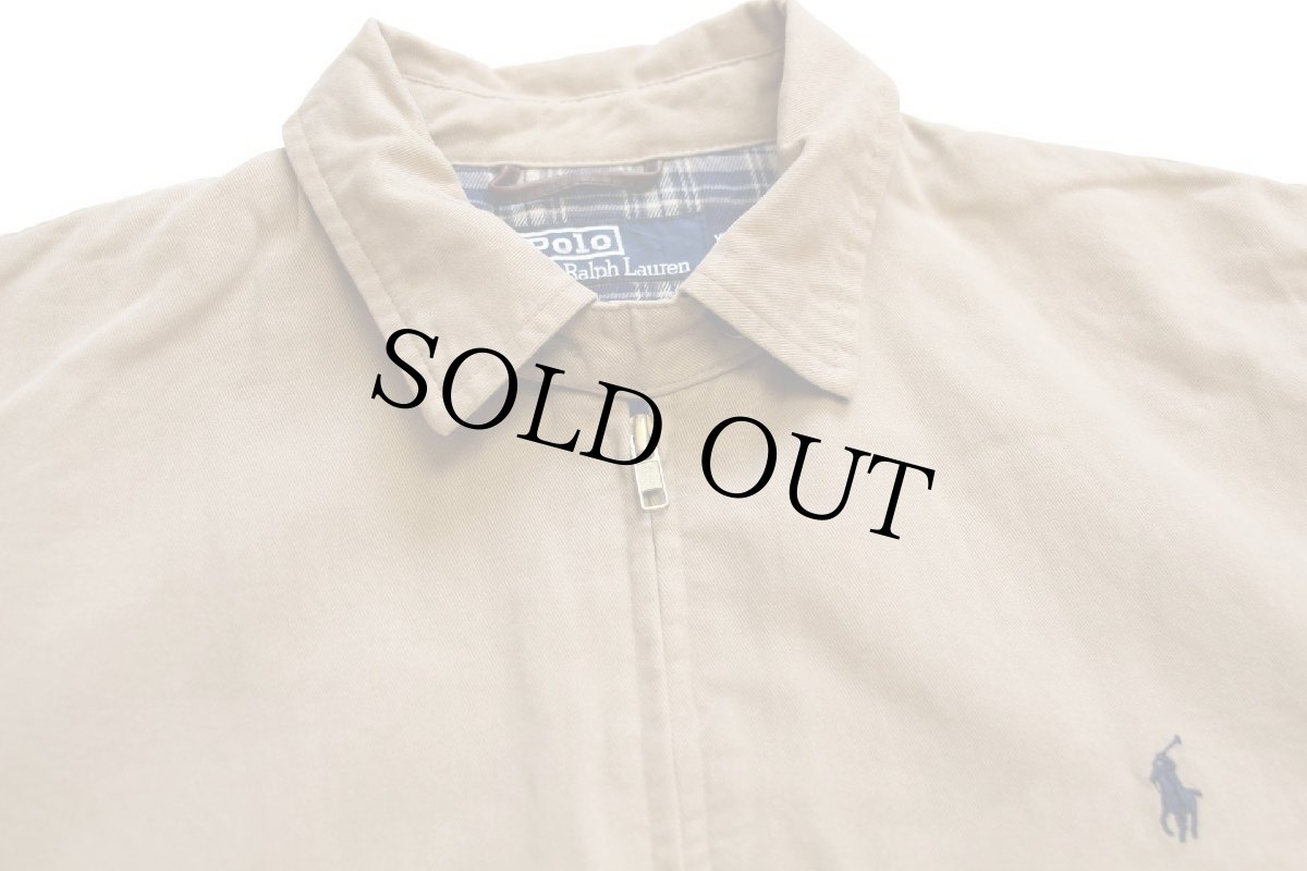 画像3: 90s ポルトガル製 ポロ ラルフローレン ワンポイント チンスト付き タータンチェックライナー コットンジャケット カーキ (3)