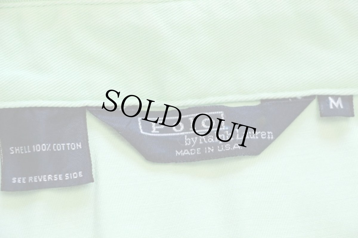 画像4: 80s USA製 ポロ ラルフローレン ワンポイント チンスト付き コットンジャケット パステルカラー ライトグリーン M (4)