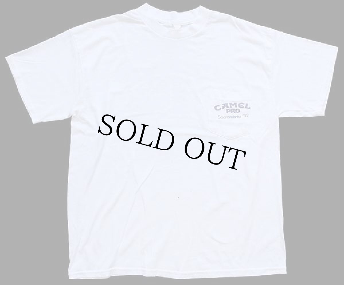 画像2: 90s CAMEL PRO キャメル Sacramento '92 ダートトラック レース ポケットTシャツ 白 (2)