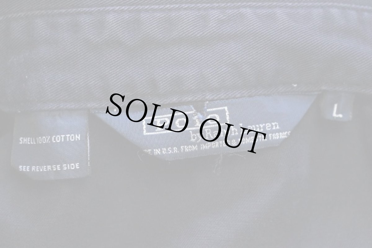 画像4: 80s USA製 ポロ ラルフローレン ワンポイント チンスト付き コットンジャケット ナス紺 L (4)