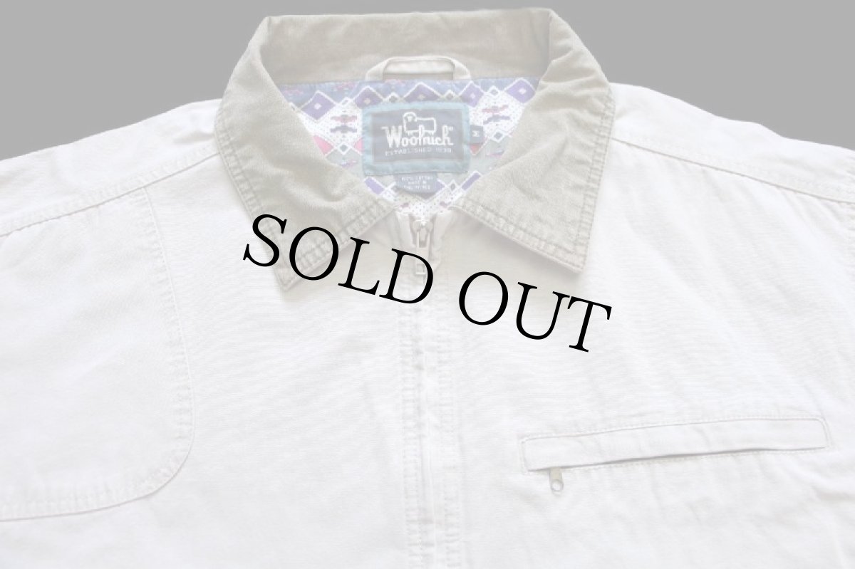 画像3: 90s Woolrichウールリッチ フォークロア柄 コットンライナー ダック地 フィールドジャケット STONE (3)