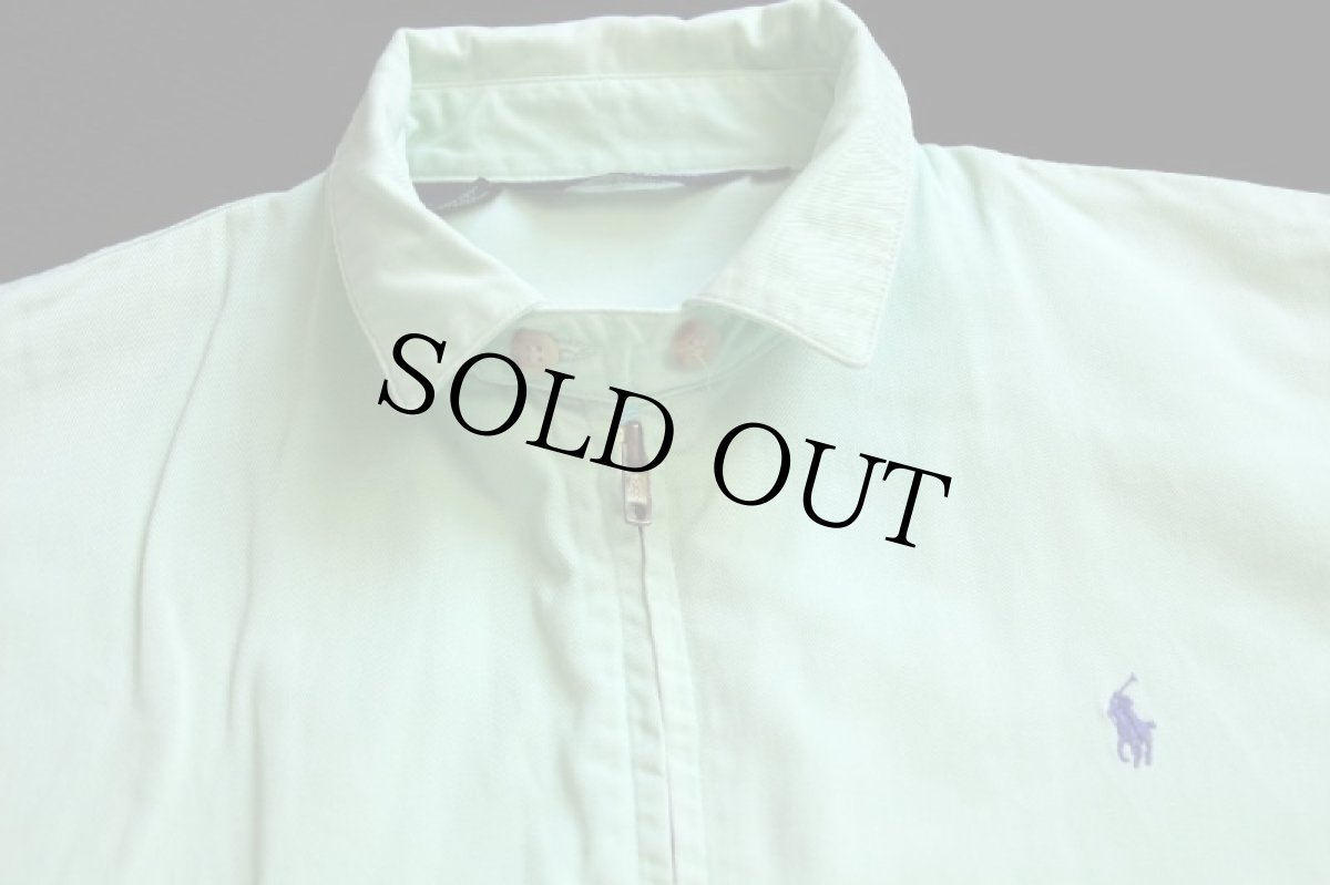 画像3: 80s USA製 ポロ ラルフローレン ワンポイント チンスト付き コットンジャケット パステルカラー ライトグリーン M (3)