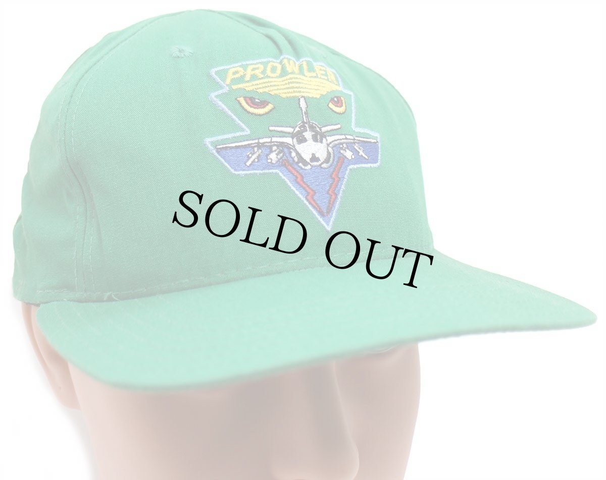 画像1: 80s USA製 USMC EA-6 PROWLER 戦闘機 刺繍 コットンキャップ 緑 L (1)