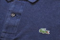 画像5: 70s フランス製 CHEMISE LACOSTE ラコステ ワンポイント コットン 鹿の子 長袖ポロシャツ 薄紺 6★116 (5)