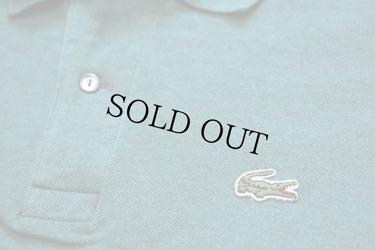 画像5: 70s フランス製 CHEMISE LACOSTE ラコステ ワンポイント コットン 鹿の子 ポロシャツ 杢グリーン 4★142 (5)