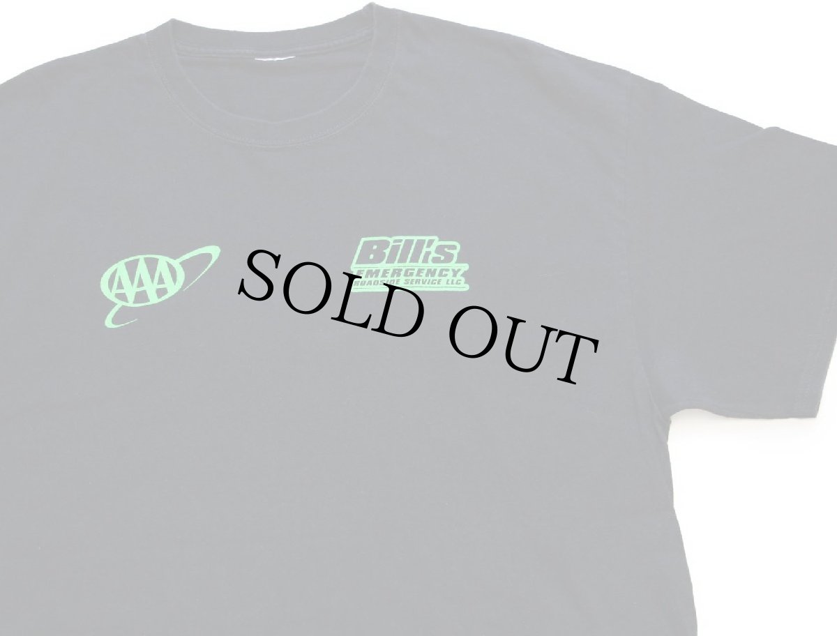 画像1: Bill's EMERGENCY ROADSIDE SERVICE LLC AAA ロゴ 両面 蛍光プリント コットンTシャツ 黒 (1)