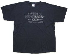 画像2: 00s Coors LIGHT ロゴ 四段中抜きプリント コットンTシャツ 黒 XL (2)