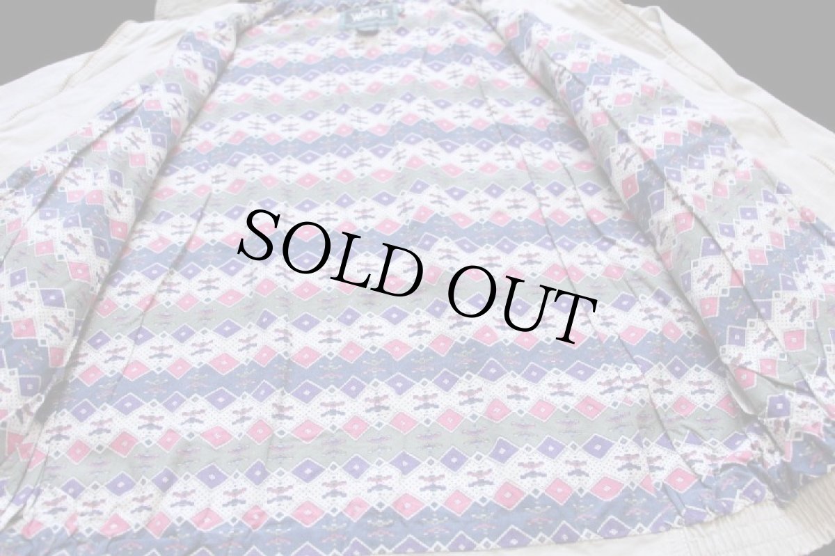 画像5: 90s Woolrichウールリッチ フォークロア柄 コットンライナー ダック地 フィールドジャケット STONE (5)