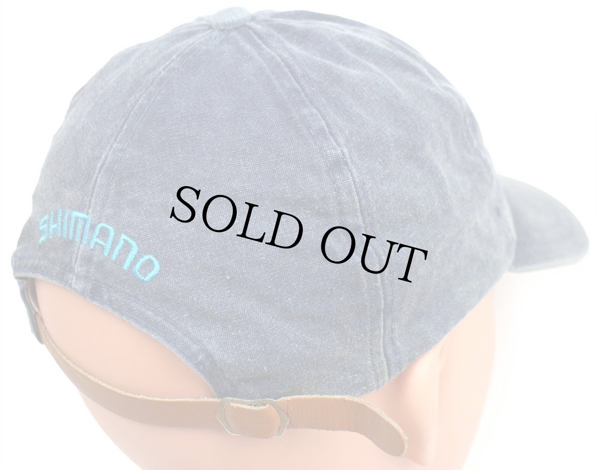 画像2: 00s SHIMANOシマノ ロゴ刺繍 コットンキャップ 薄紺 (2)