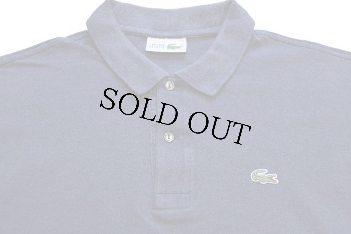 画像3: 70s フランス製 CHEMISE LACOSTE ラコステ ワンポイント コットン 鹿の子 長袖ポロシャツ 薄紺 6★116 (3)
