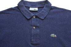 画像3: 70s フランス製 CHEMISE LACOSTE ラコステ ワンポイント コットン 鹿の子 長袖ポロシャツ 薄紺 6★116 (3)