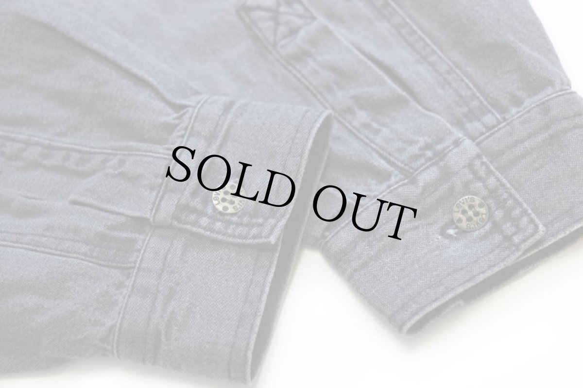 画像6: 90s Levi'sリーバイス 先染め ブラック デニムシャツ L (6)