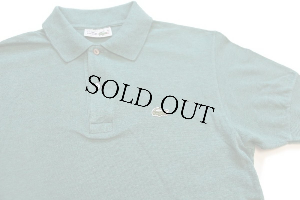 画像3: 70s フランス製 CHEMISE LACOSTE ラコステ ワンポイント コットン 鹿の子 ポロシャツ 杢グリーン 4★142 (3)