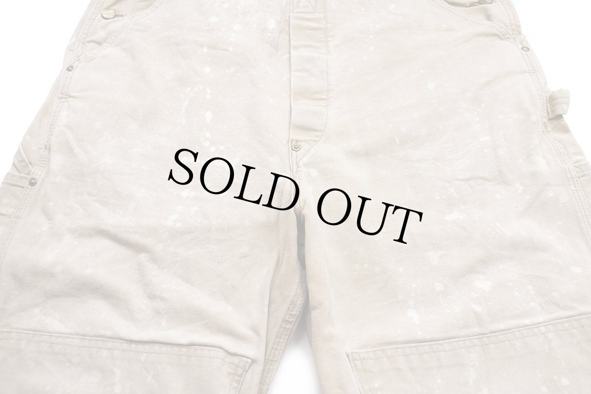 画像7: 00s USA製 carharttカーハート ブリーチ飛び ダブルニー ダック地 オーバーオール 茶 フェード w38 (7)