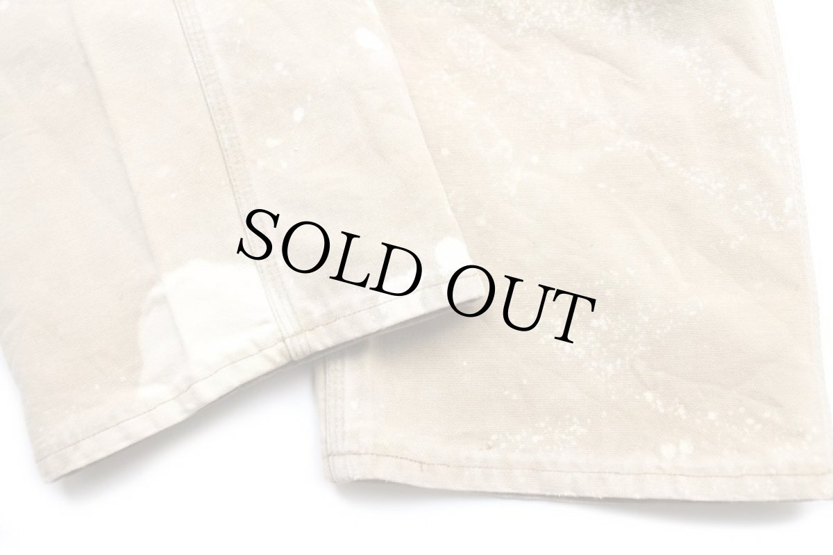 画像8: 00s USA製 carharttカーハート ブリーチ飛び ダブルニー ダック地 オーバーオール 茶 フェード w38 (8)