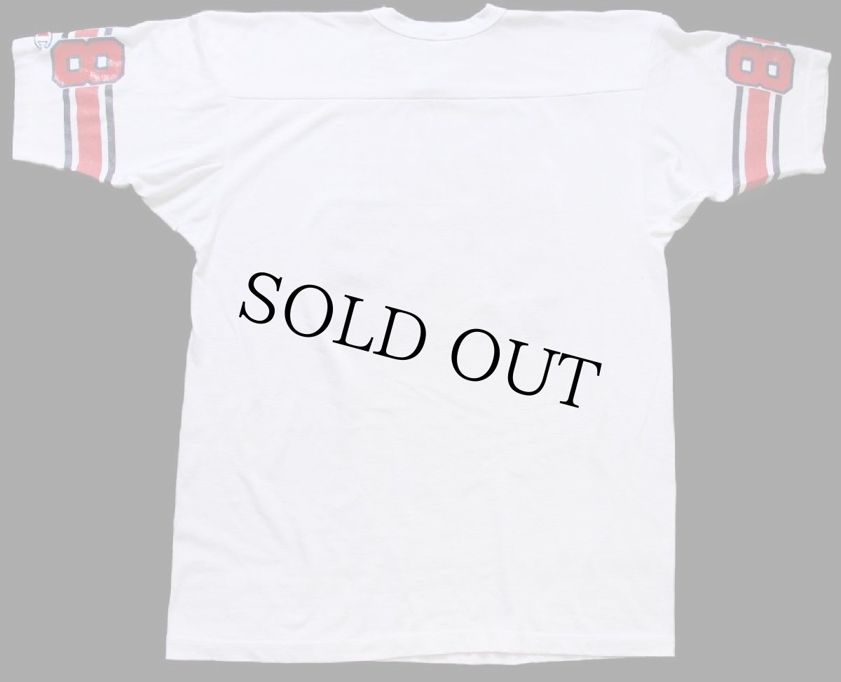 画像2: 80s USA製 Championチャンピオン MSU 88 ナンバリング コットン×ナイロン フットボールTシャツ 白 XL (2)