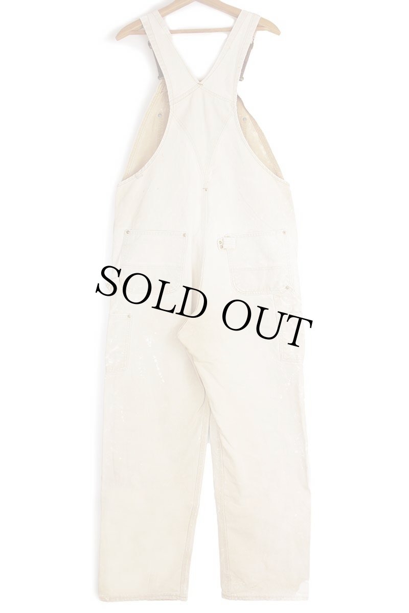 画像3: 00s USA製 carharttカーハート ブリーチ飛び ダブルニー ダック地 オーバーオール 茶 フェード w38 (3)