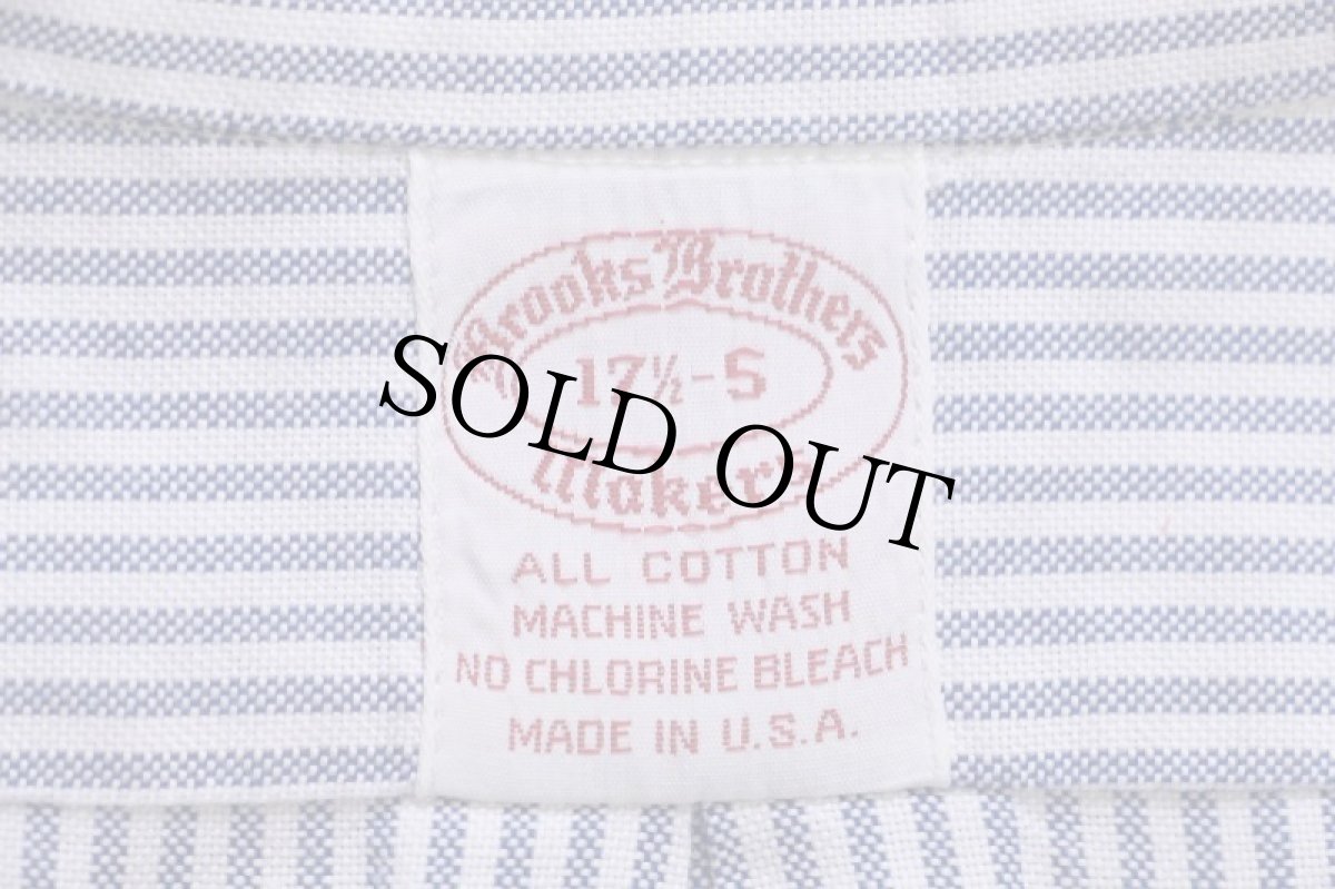 画像4: 70s USA製 Brooks Brothersブルックスブラザーズ Makers 6ボタン ストライプ ボタンダウン オックスフォード コットンシャツ 17.5★B (4)