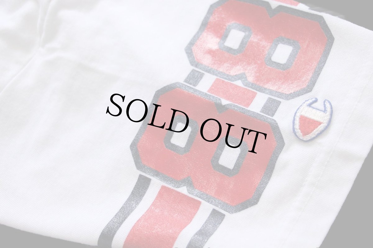 画像6: 80s USA製 Championチャンピオン MSU 88 ナンバリング コットン×ナイロン フットボールTシャツ 白 XL (6)