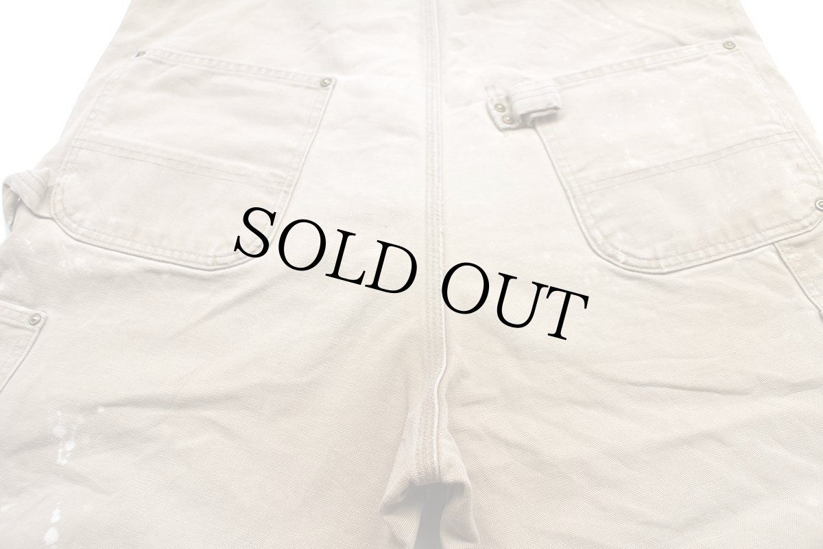 画像5: 00s USA製 carharttカーハート ブリーチ飛び ダブルニー ダック地 オーバーオール 茶 フェード w38 (5)