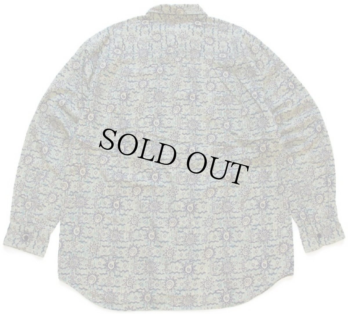 画像2: 90s AMBIANCE アート 総柄 コットンシャツ M (2)