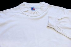 画像4: 90s USA製 RUSSELLラッセル 無地 モックネック コットン 長袖Tシャツ 生成り XXL★特大 (4)