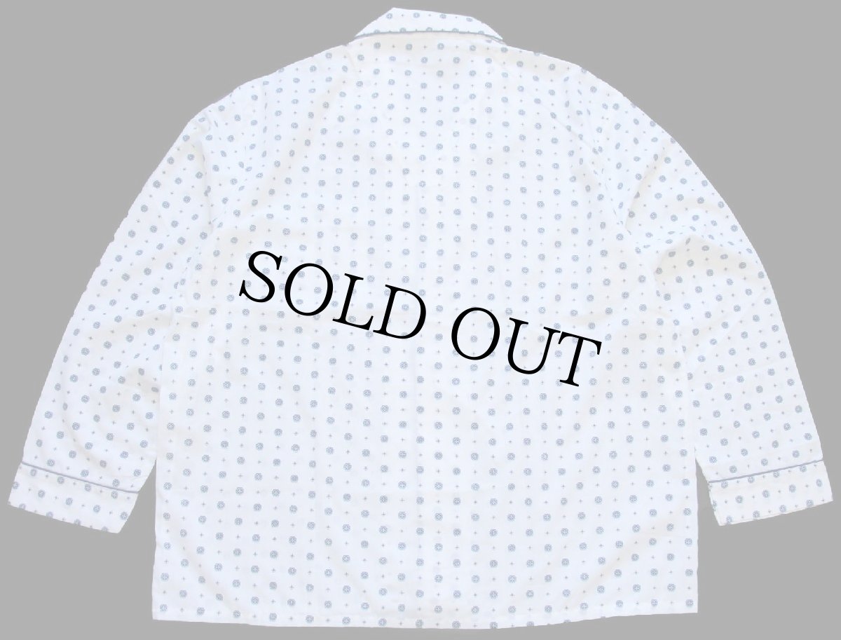 画像2: 70s Hampton 小紋柄 総柄 パジャマシャツ 白 L (2)