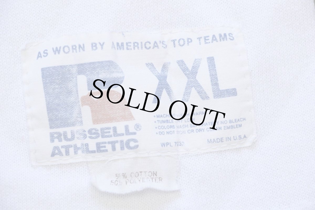 画像4: 90s USA製 RUSSELLラッセル HOPKINS Vネック フットボールTシャツ 白 XXL★特大 (4)