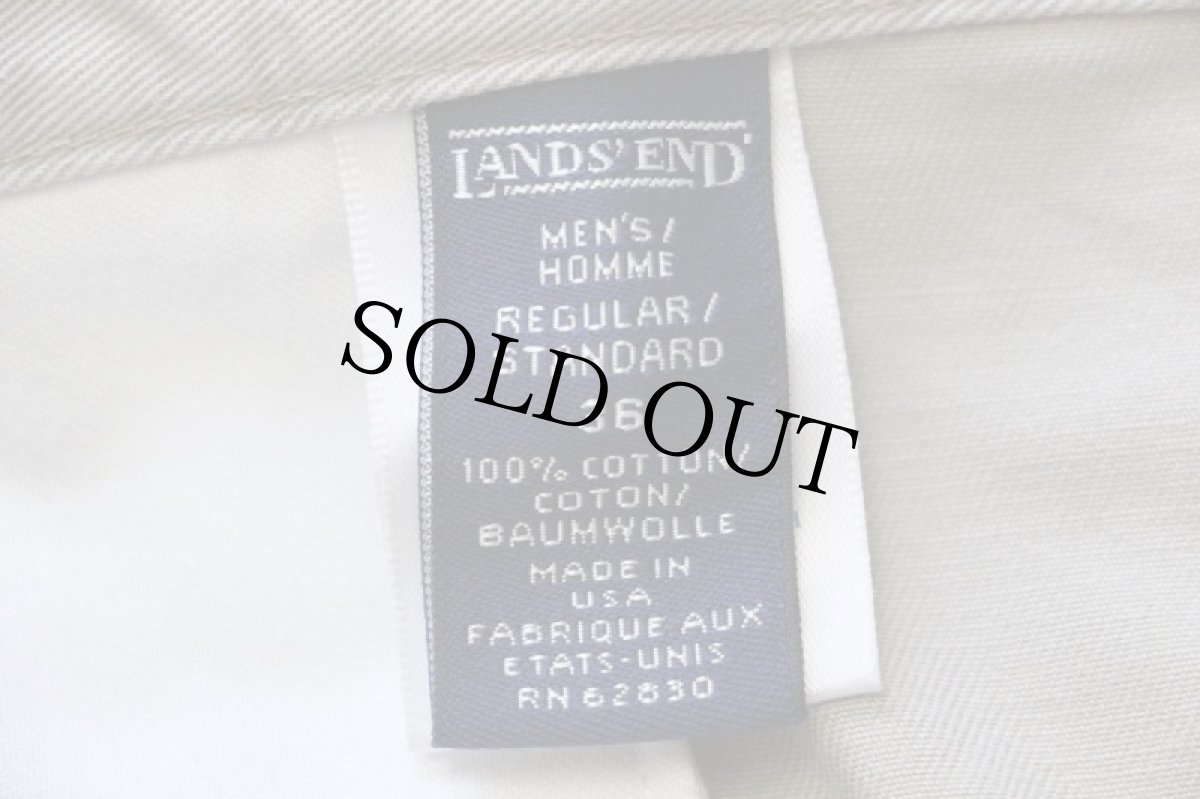 画像5: 00s USA製 LANDS'ENDランズエンド ツータック コットン チノ ショートパンツ グレーベージュ w36★ショーツ (5)