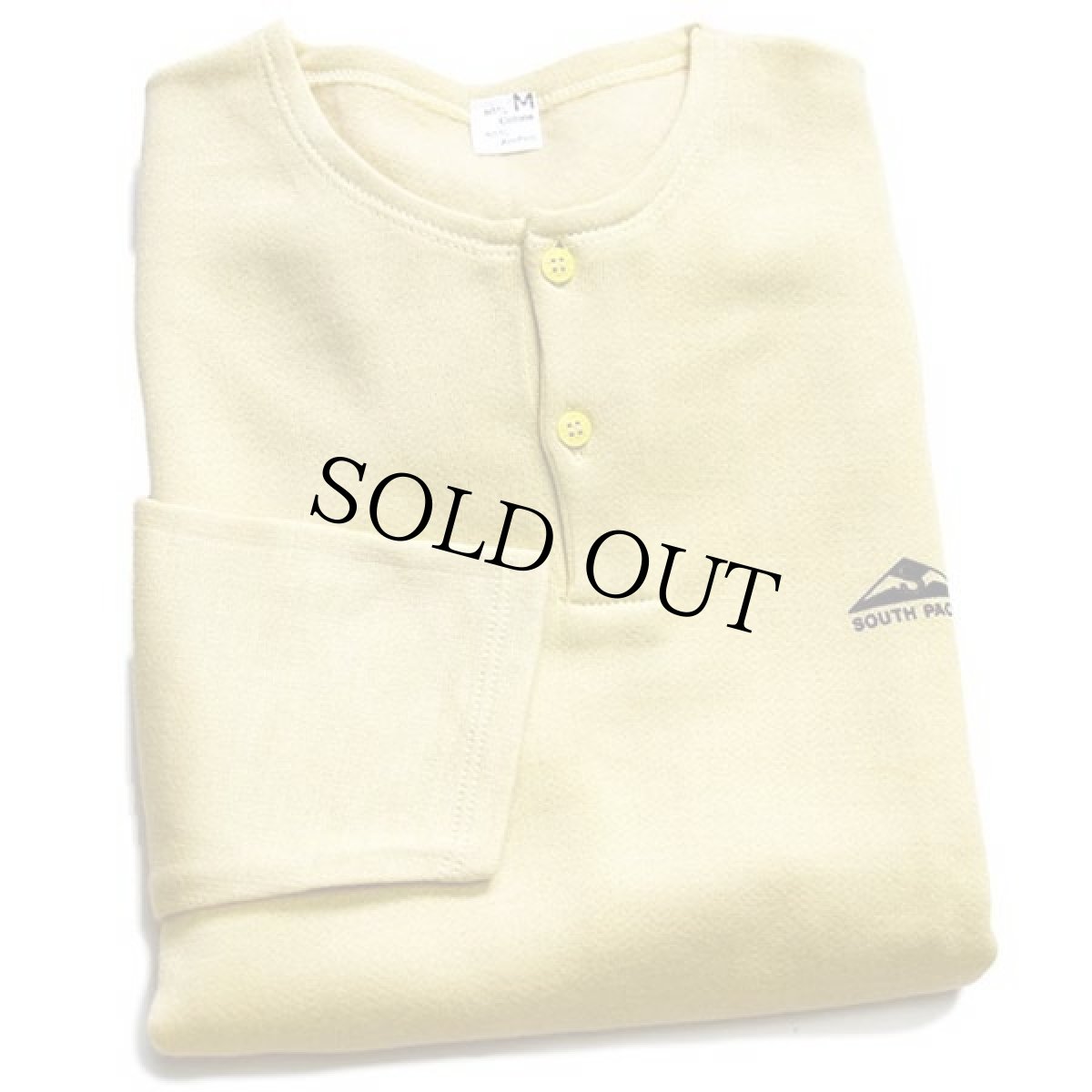 画像1: デッドストック★90s イタリア製 PIERRE CARDINピエールカルダン SOUTH PACIFIC ヘンリーネック スウェット カットソー 薄黄 (1)