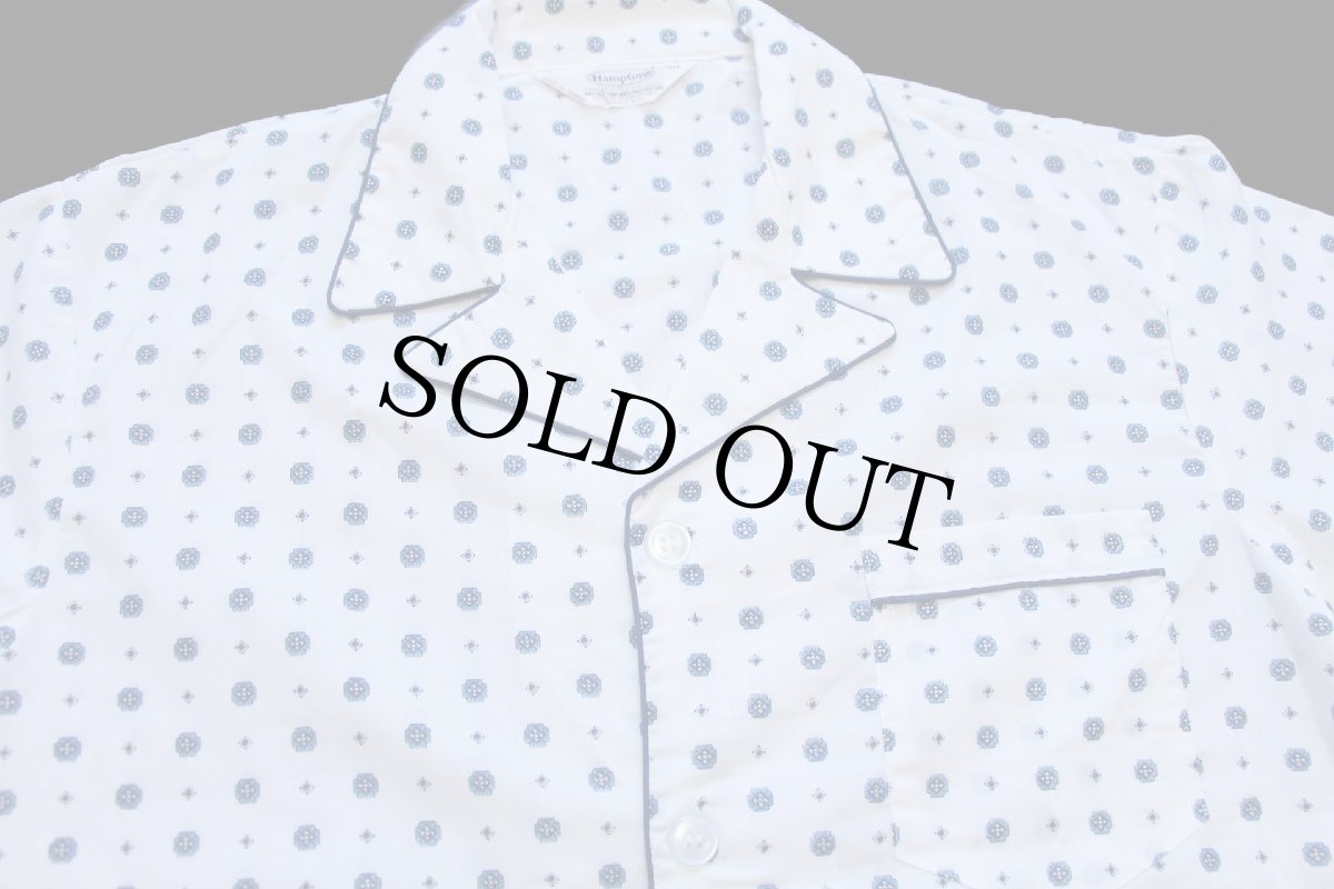 画像3: 70s Hampton 小紋柄 総柄 パジャマシャツ 白 L (3)