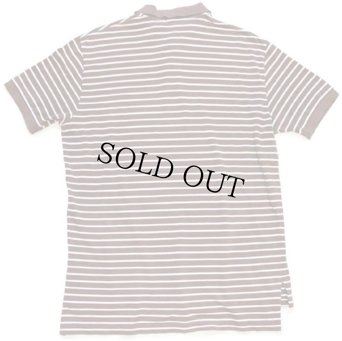 画像2: 00s ポロ ラルフローレン ボーダー コットン 鹿の子 ポロシャツ 茶×白 L (2)