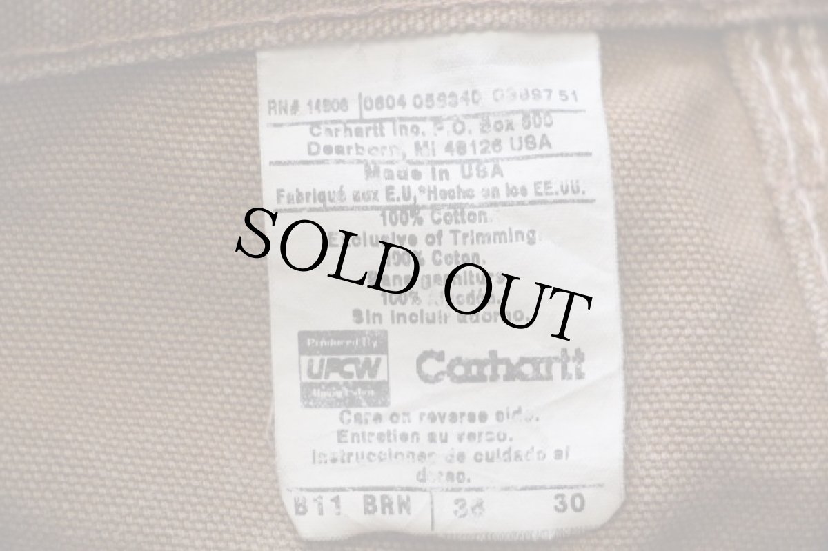 画像6: 00s USA製 carharttカーハート ダック地 ペインターパンツ 茶 w36 L30 (6)