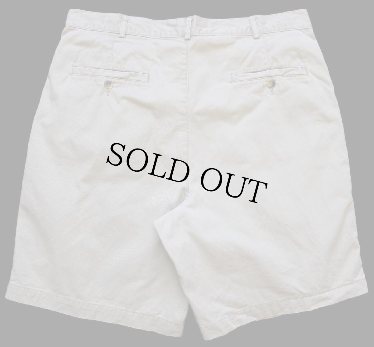 画像2: 00s USA製 LANDS'ENDランズエンド ツータック コットン チノ ショートパンツ グレーベージュ w36★ショーツ (2)