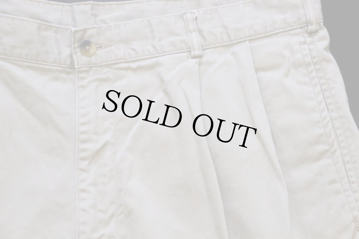 画像3: 00s USA製 LANDS'ENDランズエンド ツータック コットン チノ ショートパンツ グレーベージュ w36★ショーツ (3)