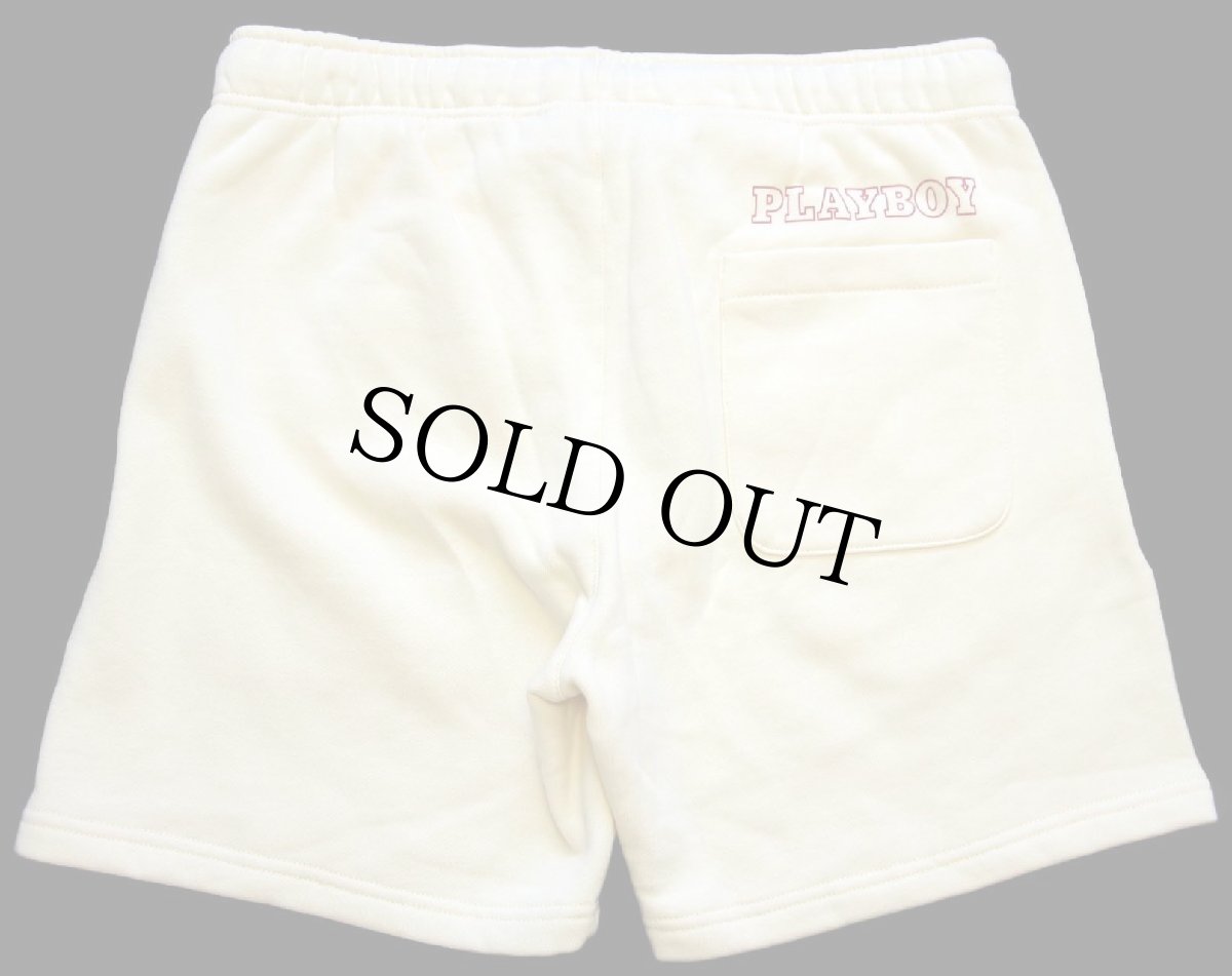 画像2: 未使用★PLAYBOYプレイボーイ BY PACSUNパクサン ヌード ロゴ刺繍 スウェット ショートパンツ クリーム M★ショーツ (2)