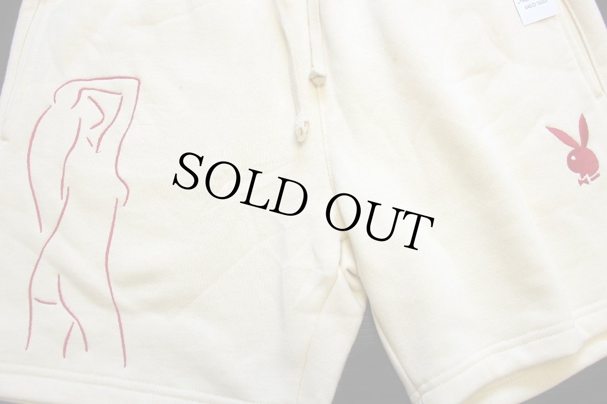 画像5: 未使用★PLAYBOYプレイボーイ BY PACSUNパクサン ヌード ロゴ刺繍 スウェット ショートパンツ クリーム M★ショーツ (5)