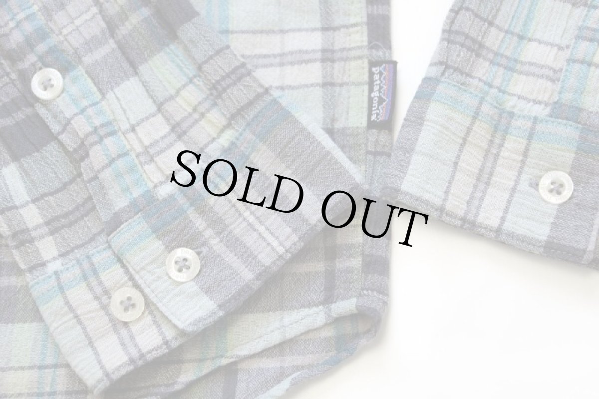 画像6: patagoniaパタゴニア Steersman Shirt ステアーズマン マドラスチェック オーガニックコットン ガーゼシャツ M (6)