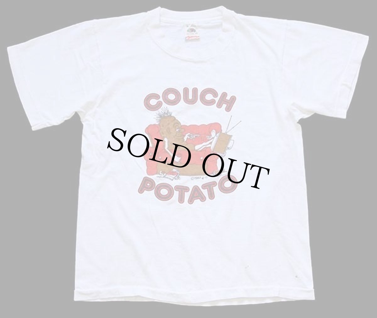 画像2: 80s USA製 COUCH POTATO イラスト コットンTシャツ 白 M (2)