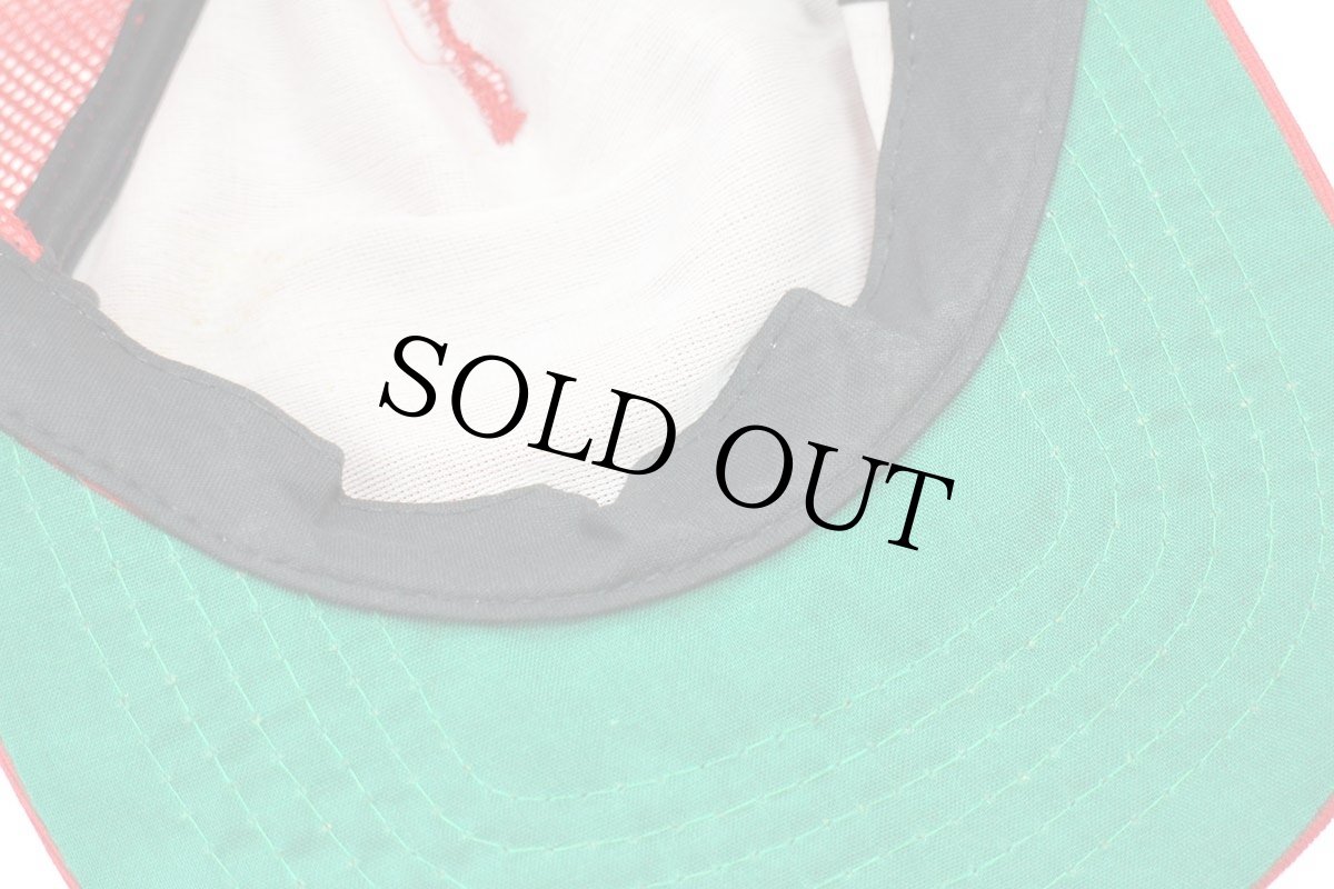 画像8: 80s USA製 New Era WEBSTER LAKE フィッシュ メッシュキャップ 赤 M-L (8)