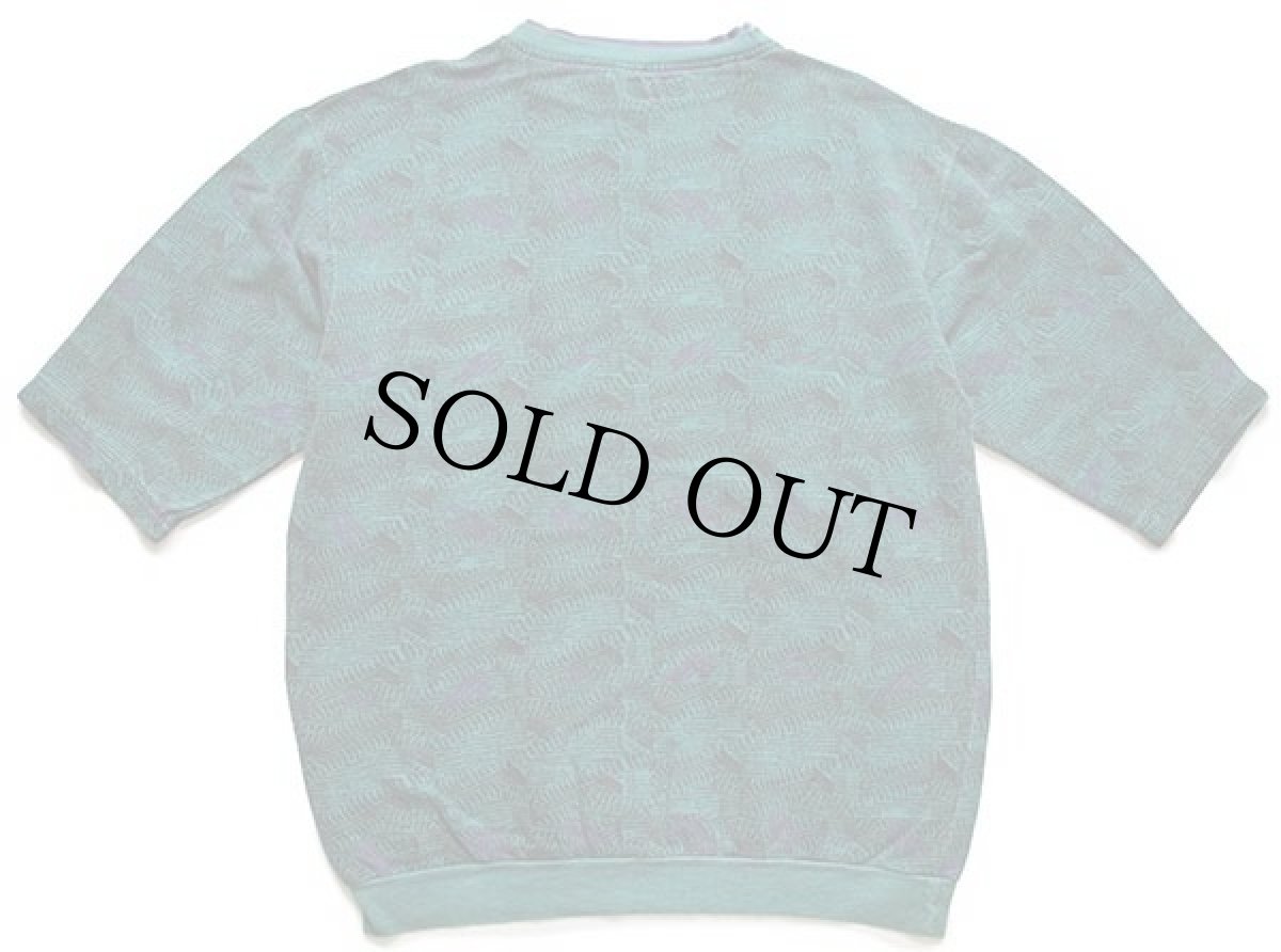 画像2: 90s トルコ製 TODAYS NEWS 総柄 レイヤードネック コットン 五分袖 スウェット (2)